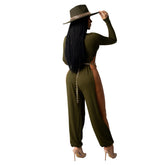 Open-Leg Jumpsuit Solid Color High-Elastic Artificial Cotton Fabric Jumpsuit